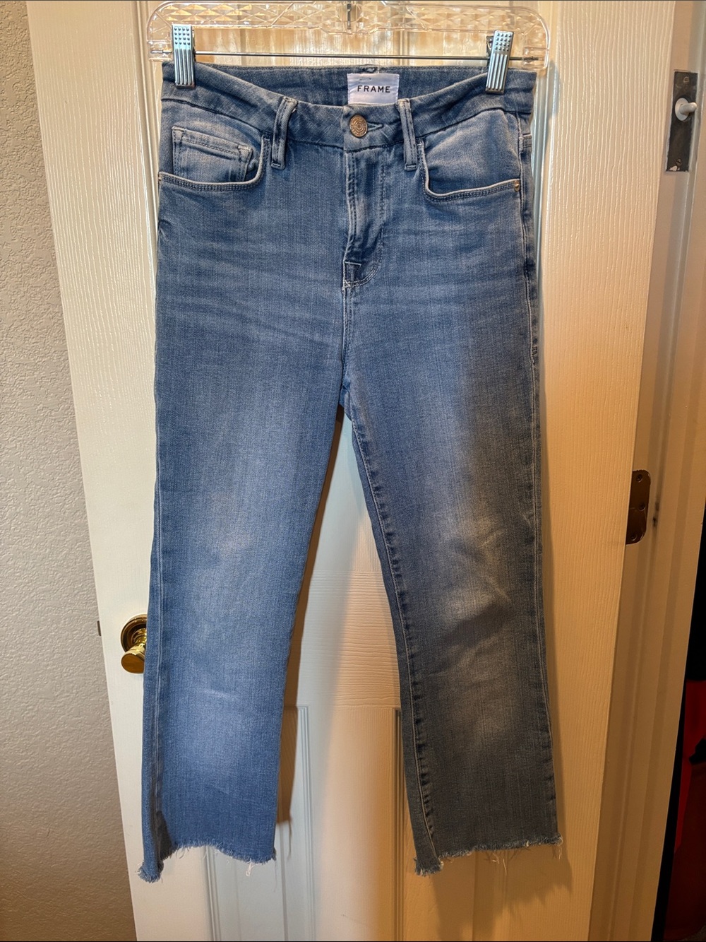 FRAME Le Crop Mini Boot Raw Hem Jeans Medium Wash Size 26